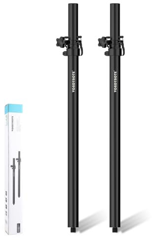 Vondynote Lot de 2 mâts de haut-parleur pour caisson de basses réglables en hauteur pour montage fileté M20 et rallonge de haut-parleur 35 mm