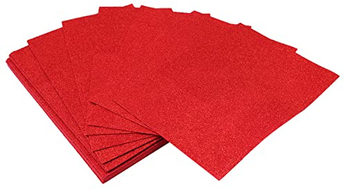 Namvo 20 Stück A4 Glitzerpapier Karton, Glitzer 250 g/m? Glitzer Farbe Karton Papier Handwerk Kartenbl?tter für DIY Handwerk Dekoration Rot