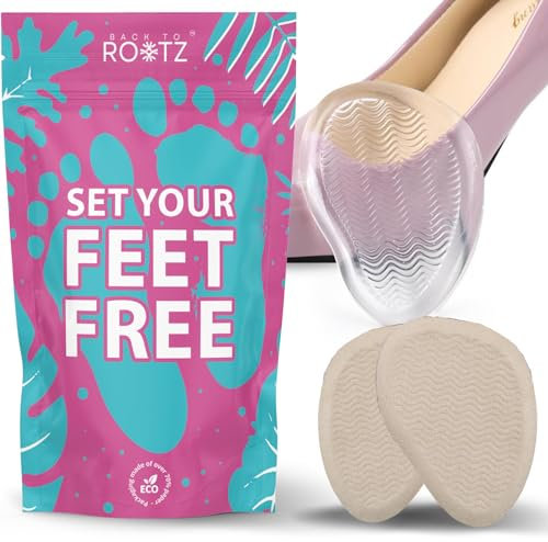 ROOTZ | Kit di 4 Cuscinetti Metatarsali Adesivi (2 Paia, 2 Stili) | Solette per Dolore da Metatarsalgia e Tacchi Alti | Plantari adesivi per scarpe | 2 cuoio, 2 trasparente
