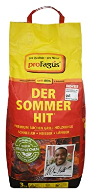 Profagus Favorit Holzkohle Grillbriketts Grillis Sommerhit Premium Qualität 6kg 9kg 10kg 15kg 20kg Grillen + GRATIS HL Kauf Notizblock (9kg Holzkohle + 1 HL Kauf Block), Schwarz