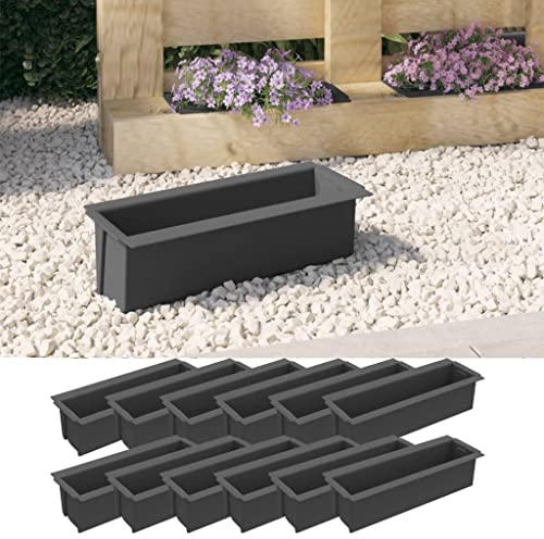 vidaXL 12x Pflanzkasten Blumenkasten Pflanzkübel Pflanzgefäß Blumenkübel Balkonkasten Hochbeet für Europaletten Grau 36x13,5x9,5cm PP