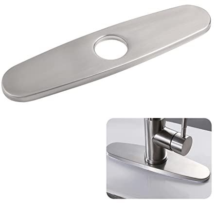 UFURMATE Placa de grifo, acero inoxidable cepillado Cubierta de agujero Placa de cubierta Grifo de cocina Placa de tapa de un solo orificio Placa Fregadero Tapa de grifo redonda Escudo (24.2 * 6 CM)