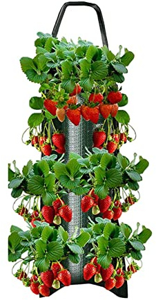 Pomurom Erdbeer-Pflanzbeutel, Hängend Erdbeer Pflanztaschen aus Vliesstoff Atmungsaktiver, Pflanzbeutel Tomaten Umgedrehter, Pflanzsack mit Löchern für Erdbeer Tomaten Kräuter Gemüse Pflanzen