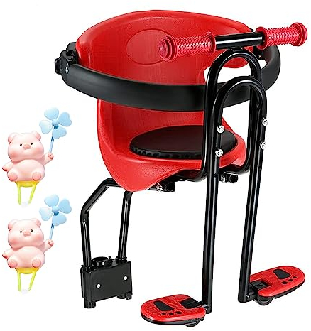 Alacritua Kinderfahrradsitz, Klappbarem Mit Sicherheitsschiene Fahrradsitz Kind Ohne GepäCkträGer WindmüHle Mit SüßEm Haustier, Kinder Fahrradsitz Vorne Mit Sicherheitsschiene