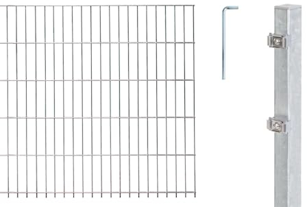Alberts 678579 Doppelstabmattenzaun als 32 tlg. Zaun-Komplettset | verschiedene Längen und Höhen | feuerverzinkt | Höhe 123 cm | Länge 30 m
