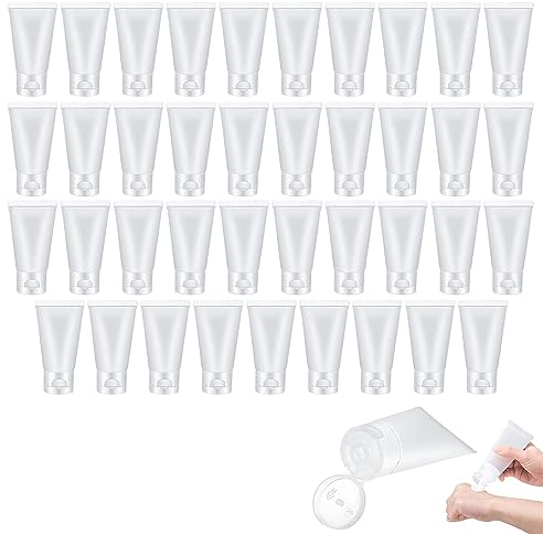 40pcs Reiseflaschen Set Reisebehälter Kosmetik Transparent Leere Nachfüllbare Tubes Flasche Mini Kosmetische Behälter Für DIY Lipgloss, Körperlotion Kosmetik Probe Shampoo Shower Gel Cleanser 10ml