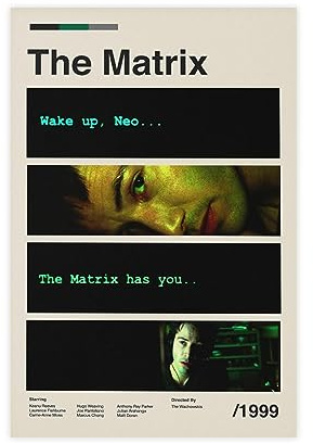 Filmposter The Matrix, Leinwand-Poster, Wandkunst, Dekordruck, Bild, Gemälde für Wohnzimmer, Schlafzimmer, Dekoration, ungerahmt, 40 x 60 cm