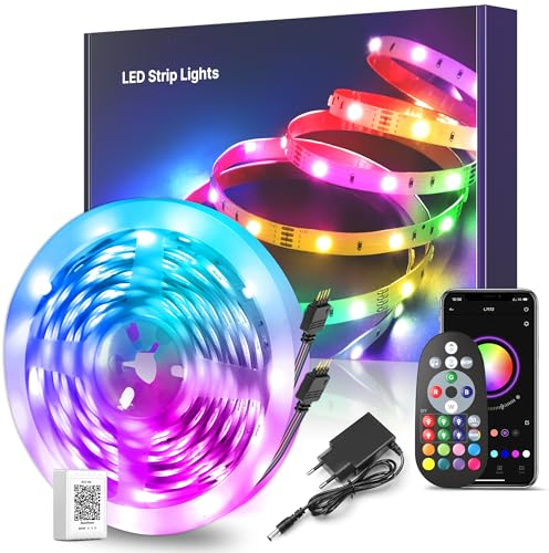 Hensunquv LED Strip 30M, LED Streifen mit APP und Fernbedienung, RGB Farbwechsel Bluetooth Musik Sync Timer-Einstellung, Led Lichterkette für Zimmer Wohnzimmer Schlafzimmer Bar Party