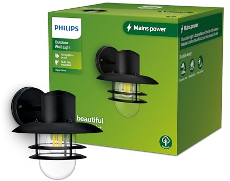 Philips Outdoor Inyma Wandleuchte rund, max. 25W, exkl. Leuchtmittel, IP44 wetterfest, schwarz