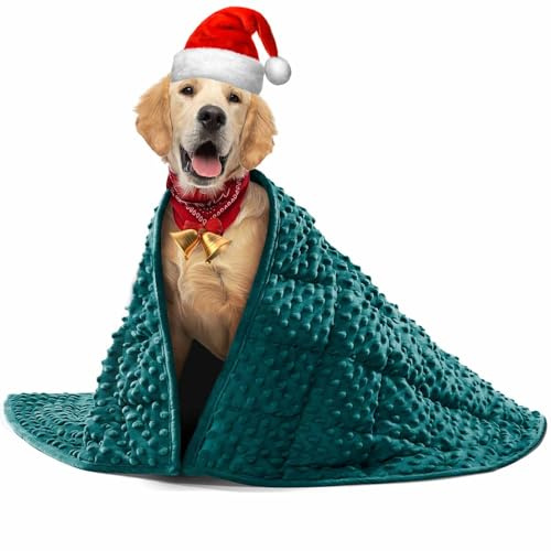 YUSRA Gewichtete Hundedecke, 2,7 kg, kleine gewichtete Decke für Hunde, besonders für Gewitter, Feuerwerk, Trennung, Reisen, Bett und Couch, beruhigende Hundedecke (Schwarzgrün, 101,6 x 119,4 cm)