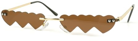 O-Kinee Herzförmige Sonnenbrille, Retro Sonnenbrille in Herzform, lustige Sonnenbrille, Sonnenbrillen Dekoration für Hippie Party, ideal für Partys und Fotos(braun)