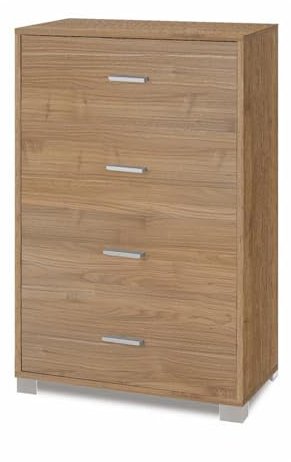 MONDO VIRO Schrank mit 4 Schubladen aus Holz mit Füßen Clara 70 x 41 cm 112 h (Nussbaum Stelvio/Nuss Stelvio)
