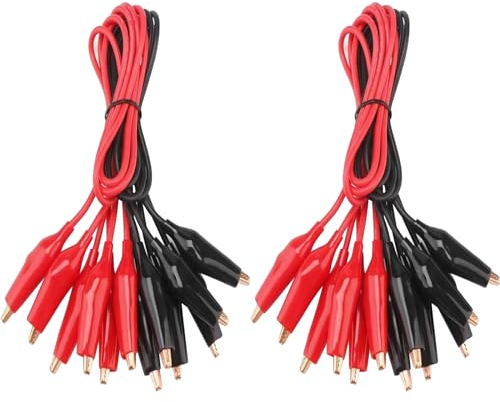 20 Stück krokodilklemmen mit Kabel Messleitungs-Set, Doppelklemmen Messleitung (50 cm)