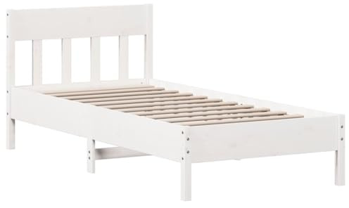 vidaXL Massivholzbett ohne Matratze Weiß 90x190 cm Kiefernholz