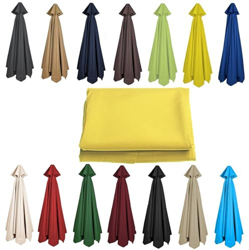200CM 2.7M 300CM Umbrella Replacement Parasol Canopy, UV50+, Waterproof, 6/8 Ribs Sun Umbrella Replacement Cloth Garden Canopy Cover Replacement Cover(Color:Yellow,Size:6 ribs-3m(9.8ft))