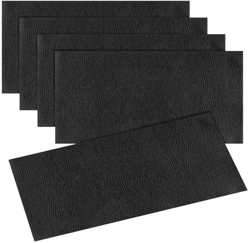 5er Leder Reparatur Set, Kunstleder Selbstklebend Reparatur Lederflicken, Schwarz Lederreparatur, Leder Selbstklebend Reparatur für Sofas Couch Autositze Möbel Reparatur - 10 x 20 cm