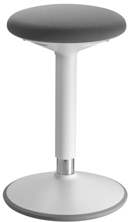 Bürohocker NEW YORK höhenverstellbar, weiß / grau. Ergonomisches Design, 360° drehbar, Max. Belastung: 130 kg. Ergonomischer Hocker, Stehhilfe, Bürostuhl ergonomisch für mehr Komfort am Schreibtisch.