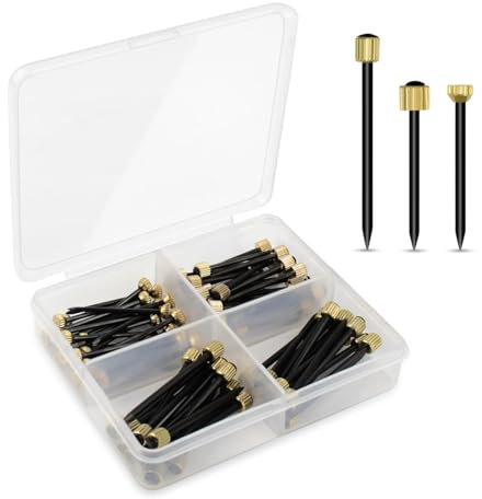 90 chiodi per appendere quadri, chiodi decorativi da appendere alla parete, kit di cornici in 3 misure, ganci per foto in acciaio e testa in ottone, con scatola di plastica (nero)