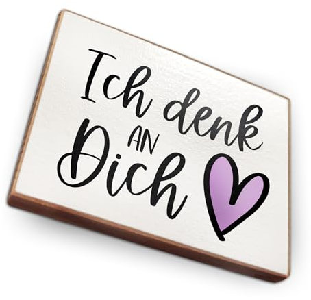 Magnet aus Buchenholz Kühlschrankmagnete mit Sprüchen (Ich Denk an Dich)