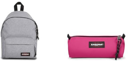 EASTPAK Orbit Petit Sac à Dos, 34 cm, 10 L, Gris (Sunday Grey) & BENCHMARK SINGLE Trousse, 27 L - Pink Escape (Rose)