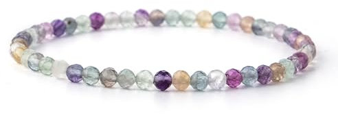 RUBY Perlenarmband Damen Echtes Naturstein Armband Hochwertiges 4mm Edelstein Armband aus facettierte, Fluorit - Inklusive Geschenkbox