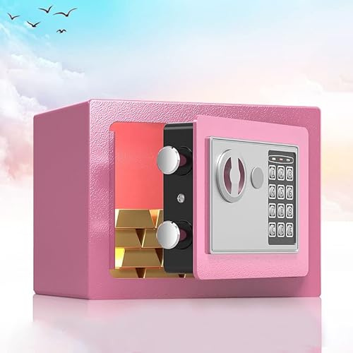 MOUMOUTEN Sicherheitstresor – Tresor, Sicherheitstresor, Geldtresor, elektronischer Sicherheitstresor, digitaler Safe, feuerfester Kohlenstofflegierungsstahl (Rouge Pink)