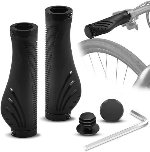 Puños de Bicicleta Ergonomicos, Puños Manillar Bicicleta Aluminio Doble Bloqueo, 22mm Puños Bici para MTB/BMX/Bici de Montaña/Bici de Plegables (C)