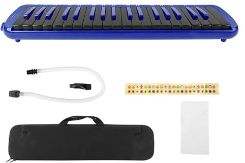 Melodica 37-Tasten-Blasmusikinstrument, geeignet für Anfänger-Übungstasche F37s (Blau)