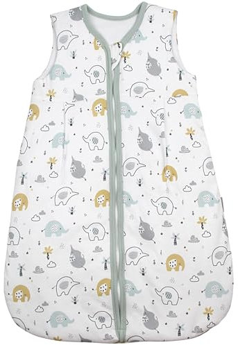 TupTam Schlafsack Baby 2.5 TOG – Atmungsaktiver Winterschlafsack für Kinder, OEKO-TEX zertifiziert, Farbe: Elefanten Grau Gelb Lightpetrol, Größe: 68-74