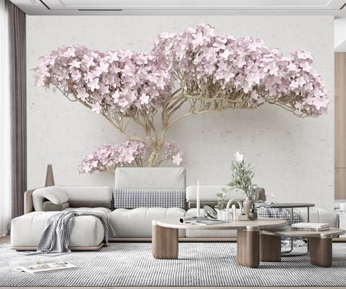 MIWEI Wallpaper Papier Peint Panoramique Arbre À Fleurs Roses Papier Peint 3D Intissé Tapisserie Poster Chambre Salon Decoration Murale 380x255cm -Z3720