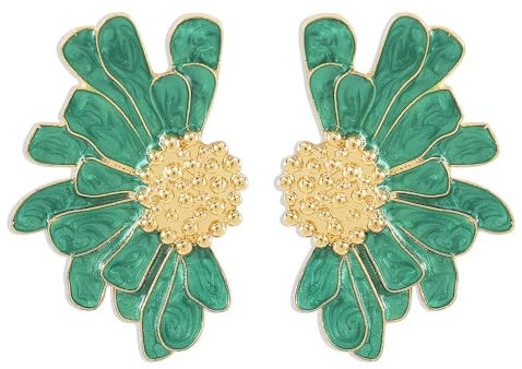 TTPSRY Pendientes Mujer Florales Bohemios Colgantes de Pétalos Grandes Zinc Dangle Poste para Uso Diario y Fiesta (Verde)