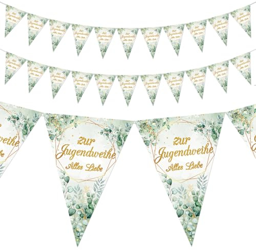 2 Stück Jugendweihe Wimpelkette,Jugendweihe Girlande Banner,Jugendweihe Deko Wimpelkette Girlande Banner,für Erwachsener Ritual,Jugendfeier,Junge Mädchen,Party