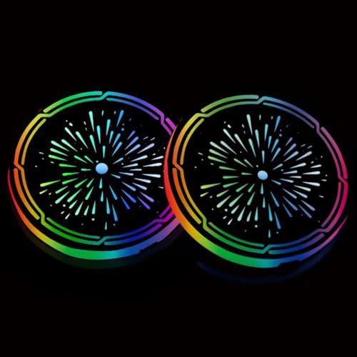LED-Untersetzer, 7 Farben, variabel, wiederaufladbar, USB-Untersetzer, bunte LED-Untersetzer, Auto-Untersetzer, Universal-LED-Untersetzer, Auto-Atmosphäre, Dekorationslicht, 2 Stück