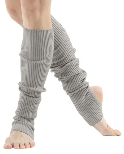 Generisch 2025 Leg Warmers for Women Dance & Yoga Open Toe & Heel Dance Socks Eighty's 80s Ribbed Party Socks Warm Sports Socks Stockings Retro, silver, One Size