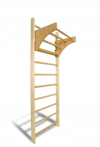 Sidesport Turnset aus Holz 250 x 90 cm – Sprossenwand + Klimmzugstange – Kletterwand - Hochwertiges Holz