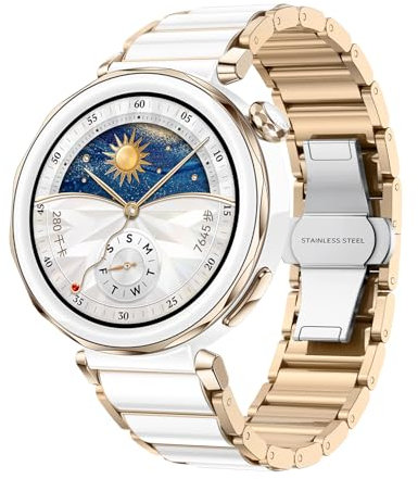 VeveXiao Correa de metal duradero con correa de cerámica compatible con Huawei Watch GT 5 Pro de 42 mm/GT 5 de 41 mm, correa de repuesto de metal de cerámica de 18 mm para Huawei Watch GT 4 de 41 mm