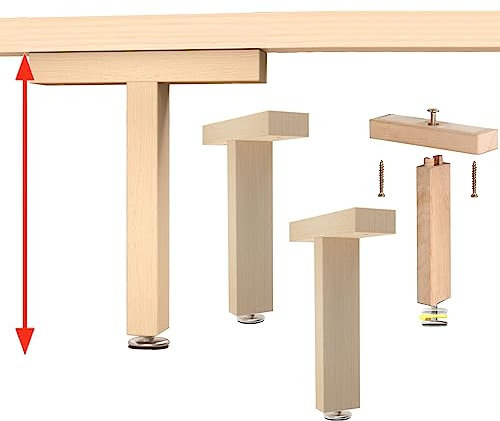 Lot de 4 pieds de meubles en bois réglables, pieds de cadre de lit lourds avec sommier à lattes pour canapé, armoire de canapé, repose-pieds Hauteur 35 cm (13,7 pouces)
