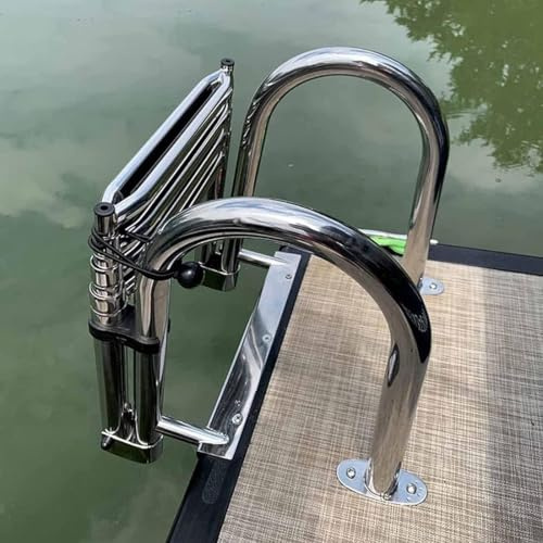 Badeleiter Edelstahlboot 4 Stufen Teleskop Mit Rutschfesten Stufen, Handlauf Und Breitem Pedal, Leitern Faltbarer Pool Schwimmendes Deck Marine Drop