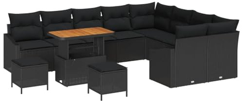 vidaXL Gartensofa-Set 12 STK. Schwarz Poly-Rattan