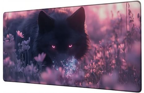 Tapis de Souris XXL 800x300 mm Tapis Souris Gamer Loup Grand sous Main Bureau Accessoire Fleur Mouse Pad avec Base Anti-Dérapage sous Main Imperméable Mouse Pad, pour Ordinateur Gaming Bureau D-783