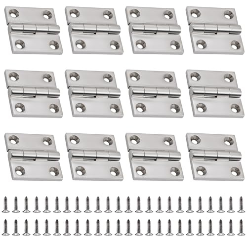 Laorde 316 Stainless Steel Hinges Marine Grade (2 × 2 or 1-1/2 × 1-1/2 Heavy Duty Boat Hatch Hinge Casting Cabinet Door Hinge with Screws (1.5 x 1.5 12 Pack)