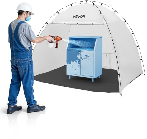 VEVOR Cabine de Peinture Portable de 233x172x190 cm, Tente de Pulvérisation avec Plancher Intégré et Écran en Maille, en Oxford, pour Peinture des Meubles, Placards, Chaises et Tables, Bricolage