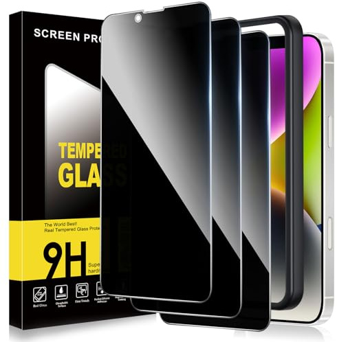 ZhuoFan Sichtschutz für iPhone 14 Plus Panzer Schutz Glas,Privacy Schutzfolie Displayschutz,Anti-Spy 10H Härte Folie Schutzglas Blickschutz mit Rahmen Positionierhilfe,Bläschenfrei,3 Stück