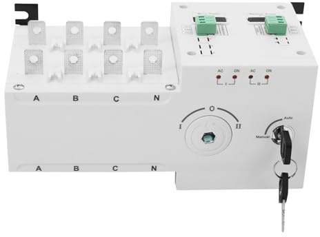 4P 100A Automatischer Übertragungsschalter, Doppelstromversorgung Auto-Transfer Switch für Notstromaggregat, Solar & USV, 230V/50Hz Schaltgerät mit CE-Konformität für Gewerbe und Industrieanwendungen