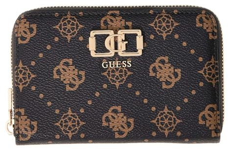GUESS Geldbörse Emelie Logo SLG Zip Around Wallet Espresso Logo Dunkelbraun