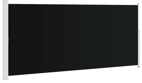 Gecheer Seitenmarkise Ausziehbar 220x500 cm Schwarz, Sichtschutz Blickdicht Markise Windstabiler Sonnenschutz für Garten und Balkon 313429