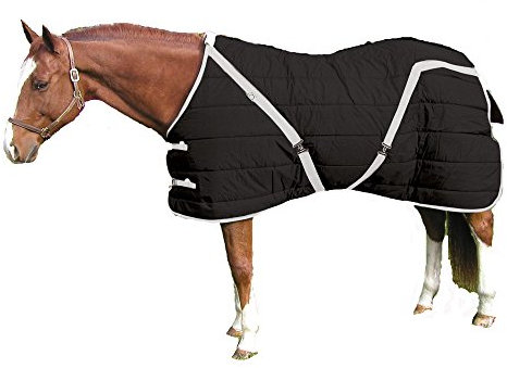 High Spirit Horse Blankets for Winter Waterproof, 420D Nylon Outer Shell Stable Blanket, 368g Polyfill, Adjustable Buckles, Breathable, Black & Silver, Horse Turnout Blanket - 58 in