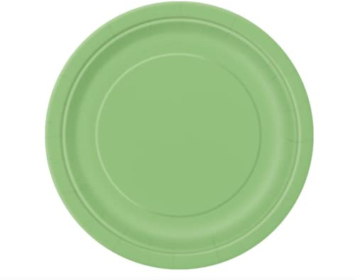 Solid Lime Green Round Paper Dinner Plates (22cm) 8 Count - Sturdy & Elegant for Parties and Events