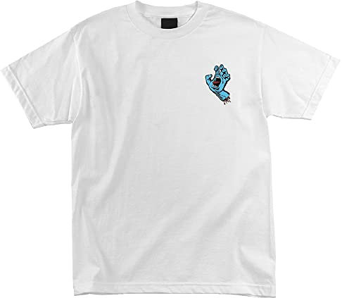NHS Santa Cruz Screaming Hand Crew Men's Short Sleeve T-Shirts,White,Small