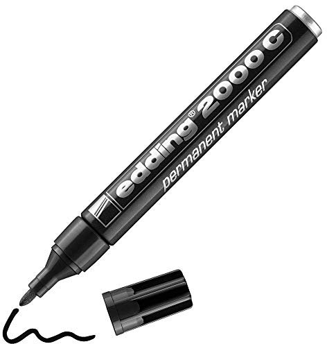 edding 2000 C Marqueur permanent - noir - 1 stylo - pointe ronde 1,5-3 mm - sèche vite - résiste à l'eau et à l'essuyage - pour carton, plastique, bois, métal - marqueur universel